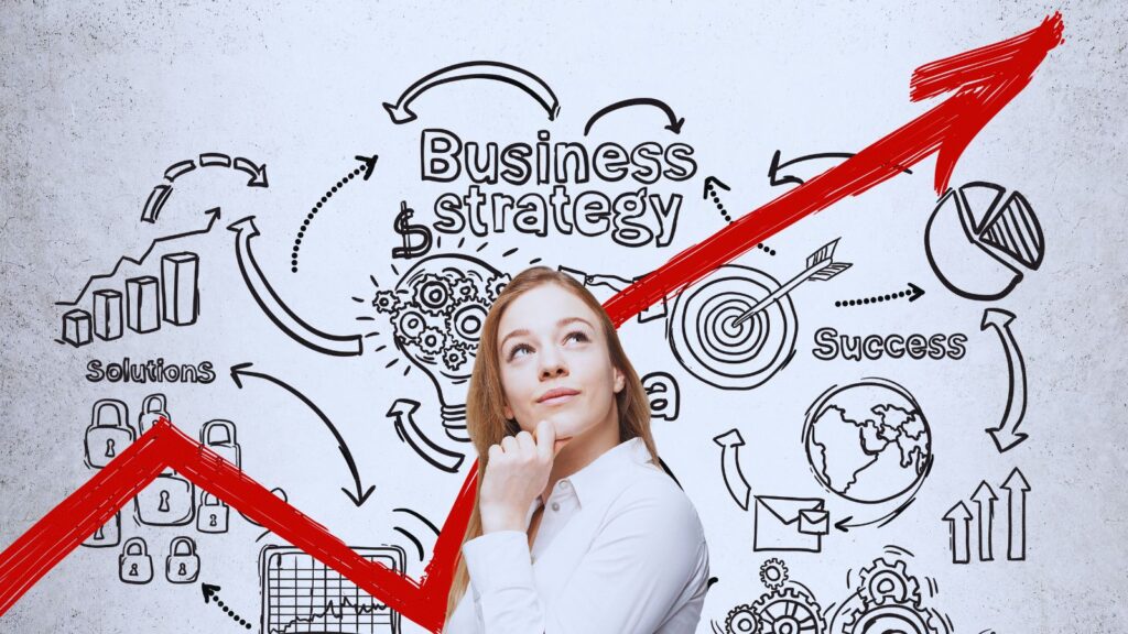 Frau mit Ideen vor Business Plan