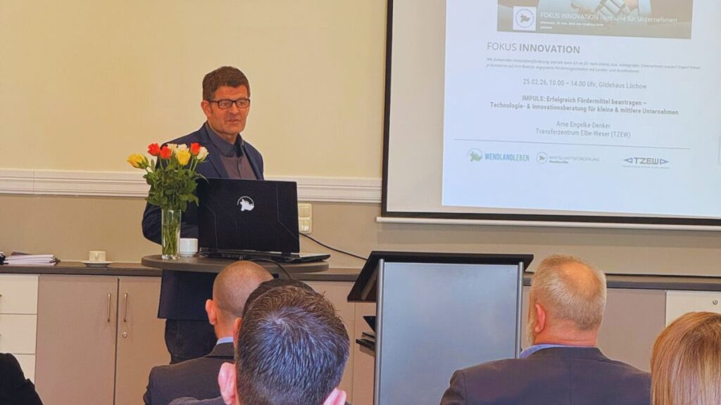 Arne Engelke-Denker (TZEW) referiert bei FOKUS INNOVATION am 35.02.26 in Lüchow