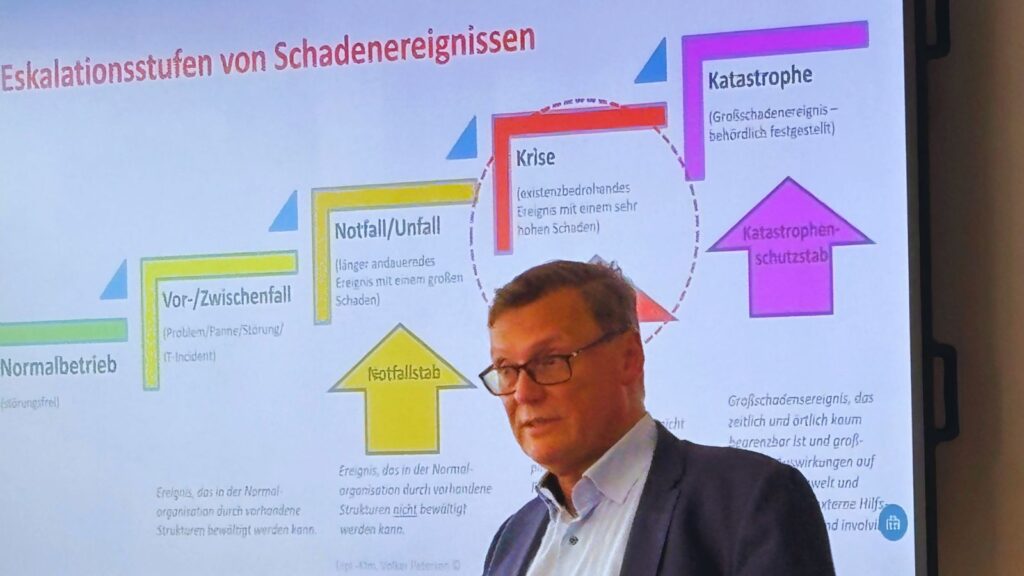Krisenmanager Volker Petersen beim Impulsvortrag
Foto: Marie-Luise Wittemöller
